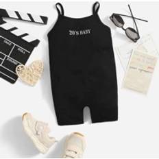 Shein Baby Letter Graphic Cami Romper - Black