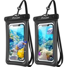 Procase Floating Waterproof Phone Pouch Waterproof Phone Float Water Proof Cell Phone Pouch Underwater Dry Bag for iPhone 13 12 11 Max XS XR X, Galaxy S21 Pixel Up to 7.0" -2 Pack, Black
