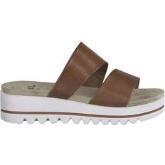 Wide Fit Slides Jana Shoes Sandaler Comfort Leather Choco