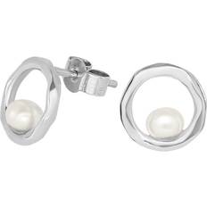 Dower & Hall Open Circle White Pearl Waterfall Earrings