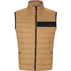 Hugo Boss Beige Vests Hugo Boss Men's Water-Repellent Padded Gilet Vest Beige Beige