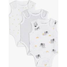 John Lewis Premature Baby GOTS Organic Cotton Elephant Star Stripe Bodysuit, Pack of 3, Grey