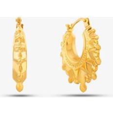 Gold Earrings 9ct Yellow Gold Fancy Patterned Creole Earrings UER103Y