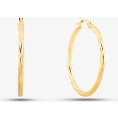 Gold Earrings 9ct Yellow Gold Twist Hoop Earrings UER039Y