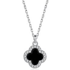 Sterling Silver Rhodium Plated Clover Necklace ERLN012