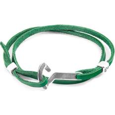 Green Bracelets Flyak Anchor Silver and Flat Leather Bracelet