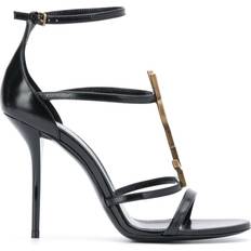 Saint Laurent strappy logo stiletto sandals women Leather/Leather/Leather Black