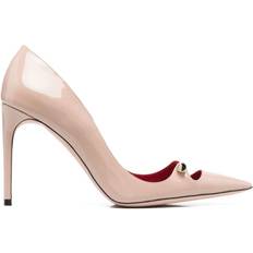 HARDOT 90mm bar-detail patent leather pumps women Calf Leather/Calf Leather/Patent Calf Leather Neutrals