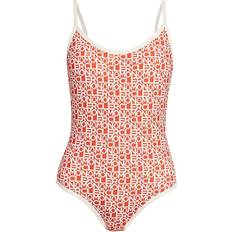 Moncler M Swimsuits Moncler Logo Print One Piece Swimsuit Orange