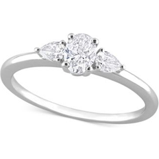 Macy's Diamond Oval- & Pear-Cut Three Stone Engagement Ring 1/2 ct. t.w. in 14k White Gold White Gold White Gold