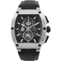 Louis XVI Louis XVI Noblesse Tonneau for Men Chronograph 42 mm Swiss Movement Textil Leather Black Case Silver with Black 1021