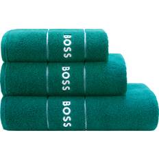 HUGO BOSS Everglade Plain Logo-embroidered Egyptian Bath Towel Green