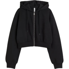 H&M Jumpers H&M Ladies Black Cropped zip-through hoodie