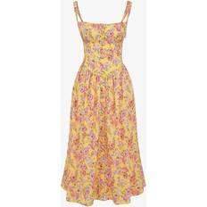 House of CB Womens Butter Print Tatiana Floral-print Cotton-blend Midi Dress