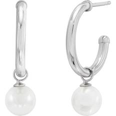 Silpada Silpada 'Time To Shine' mm Freshwater Pearl J-Hoop Earrings in Sterling Silver White