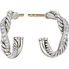 David Yurman sterling silver Petite Infinity diamond huggie hoop earrings women Sterling Silver/Diamond One