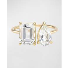 Zoe Lev Emerald and Pear-Shape Topaz Ring CLEAR