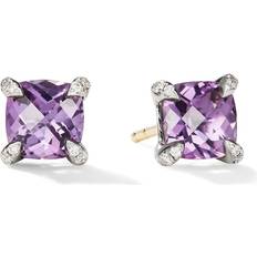 David Yurman sterling silver Petite Chatelaine amethyst and diamond stud earrings women Sterling Silver/Diamond/Amethyst One Purple