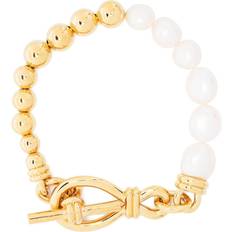 Missoma Baroque T-Bar Bracelet - Gold/Pearls