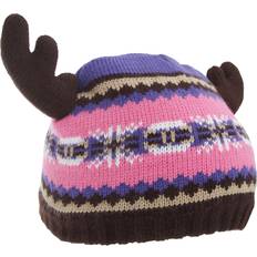 Purple Beanies Children's Clothing Floso Childrens/Kids Fairisle Moose Winter Beanie Hat With Antlers One Size Pink/Purple