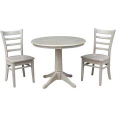 International Concepts 36" Round Top Pedestal 2 Emily Dining Set 3