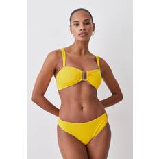 Karen Millen Detachable Strap Gold Trim Bikini Top Yellow