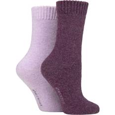 SockShop Ladies Pair Wool Mix Striped and Plain Boot Royal Purple Plain 4-8 Ladies