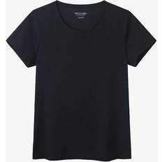 The White Company Womens Black Everyday Regular-fit Stretch Organic-cotton T-shirt