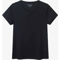 The White Company Womens Black Everyday Regular-fit Stretch Organic-cotton T-shirt