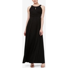 SL Fashions Pleated Maxi Dress Black Black