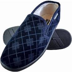 Dunlop Low Shoes Dunlop 11, Navy Mens Memory Foam Plaid Checked Moccasin Slippers Blue