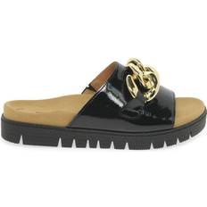 Wide Fit Sandals Gabor Erica - Black Patent/Gold