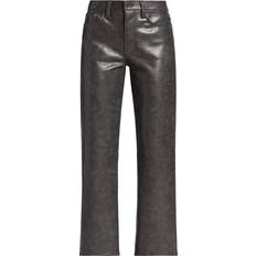 Gold - Women Trousers Agolde Womens Smoke grey Textured Sloane Straight-leg Mid-rise Recycled Leather-blend Trousers