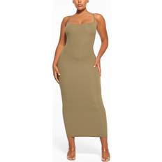 Elastane/Lycra/Spandex - Long Dresses - Solid Colours SKIMS Womens Khaki Fits Everybody Ribbed Stretch-jersey Maxi Dress