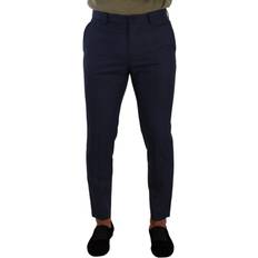 Men - Wool Jeans Dolce & Gabbana Dark Blue Wool Skinny Formal Dress Pants IT48