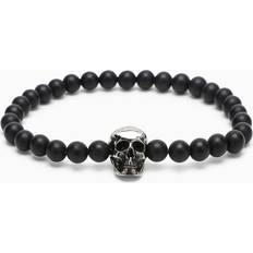 Alexander McQueen Skull bracelet with pearls BLACK