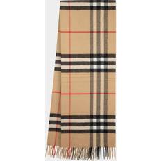 Burberry Clothing Burberry Womens Archive Beige Giant Check Fringed Cashmere Scarf