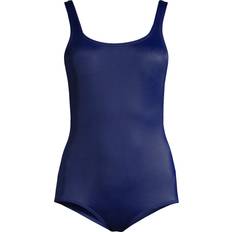 Lands' End Women Swimsuits Lands' End Womens Chlorine Resistant Tugless Tank Soft Cup One Piece Swimsuit Deep Sea Navy Regular