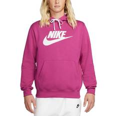 Nike Club Fleece Graphic Pullover Hoodie - Fireberry/White