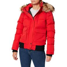 Superdry S - Women Jackets Superdry Women's Everest Hooded Puffer Bomber Jacket Red