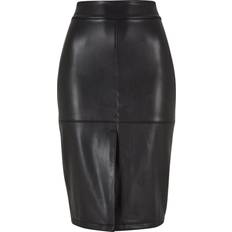 Urban Classics Women Skirts Urban Classics Ladies’ faux-leather pencil skirt Medium-length skirt black