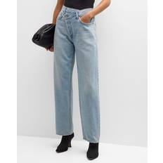 Gold - Women Trousers & Shorts Agolde Womens Wired Criss Cross Asymmetric Straight-leg Recycled-cotton Jeans