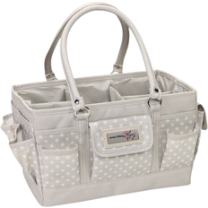 Inner Pocket Fabric Tote Bags Everything Mary tan dot deluxe store & tote caddy, desk space craft organiser