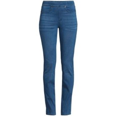 Lands' End Women Jeans Lands' End Women's Starfish Mid Rise Pull On Knit Denim Straight Jeans sea blue