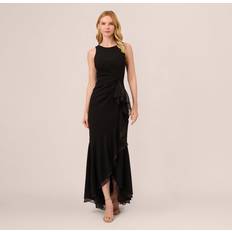 Evening Gowns Dresses Adrianna Papell Ruffle Crepe Halterneck Maxi Dress, Black