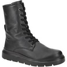 Platform - Women Lace Boots ecco Nouvelle Leather Lace-Up - Black