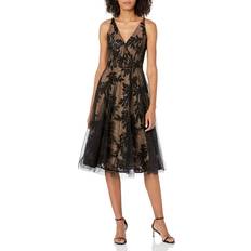 Dress The Population Dress the Population Women's Courtney Sequin and Tulle Dress Black/Nude