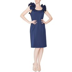 Donna Ricco Women's Ruffled-Shoulder Sleeveless Dress Navy Navy