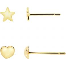 The Fine Collective Kids Set of Two Heart & Star Stud Earrings