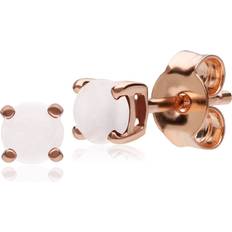 Rose Gold Earrings Gemondo Classic Round Rose Quartz Claw Set Stud Earrings in 9ct Rose Gold